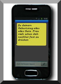 Ein SMS Geburtstagsspruch auf einem Handy